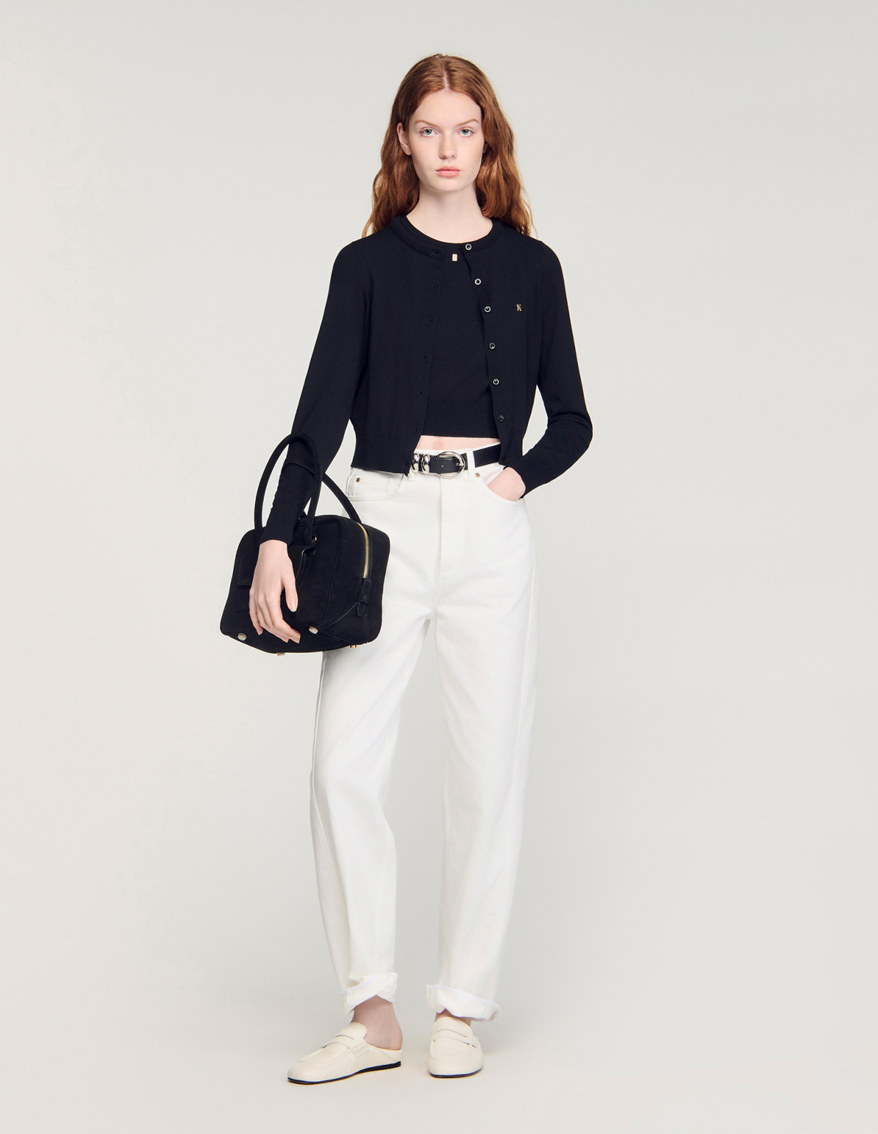 Жіночий чорний кардиган з круглим вирізом_1