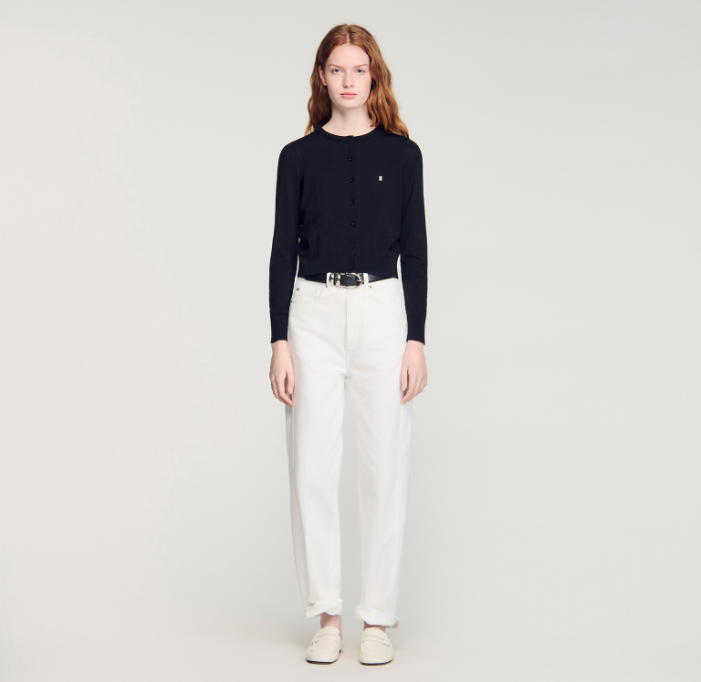 Жіночий чорний кардиган з круглим вирізом