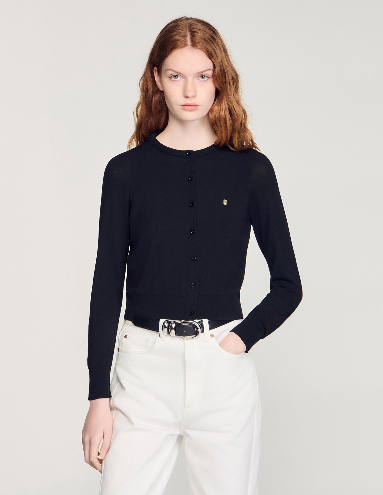 Жіночий чорний кардиган з круглим вирізом_4