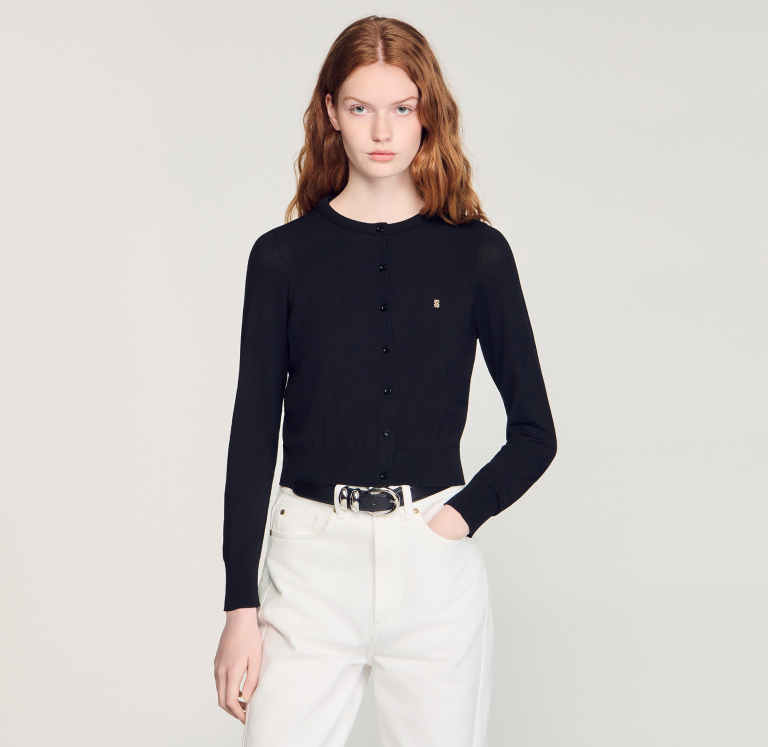 Жіночий чорний кардиган з круглим вирізом