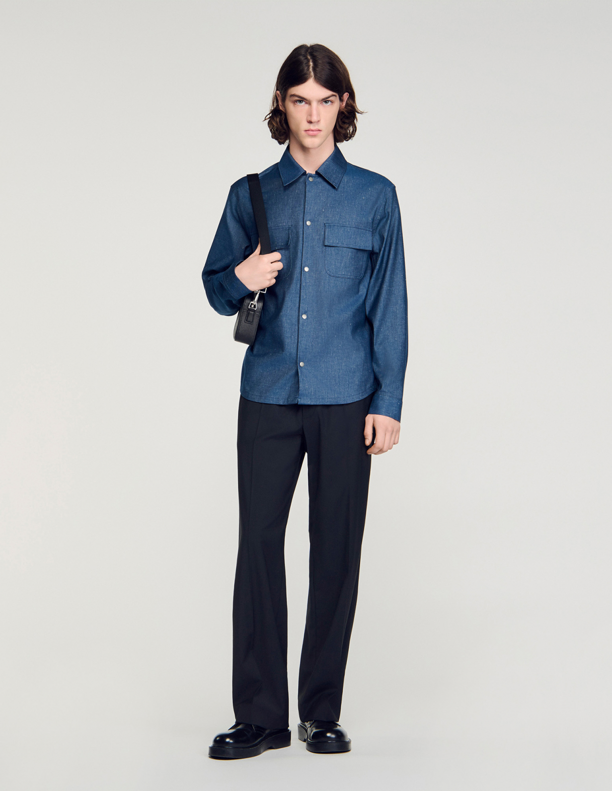 Мужская рубашка с эффектом денима_1