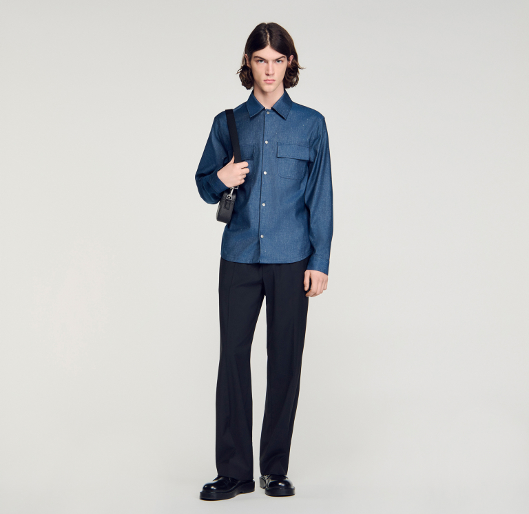 Мужская рубашка с эффектом денима