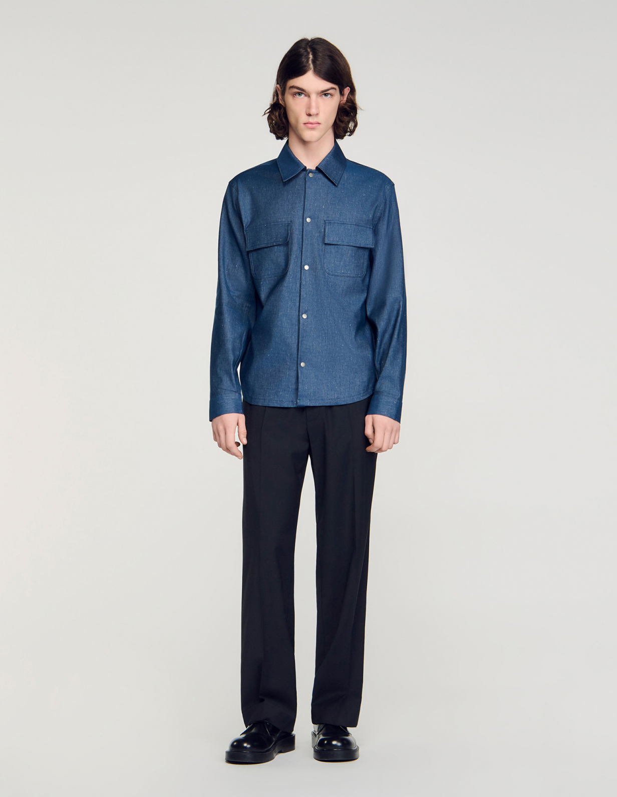 Мужская рубашка с эффектом денима_2