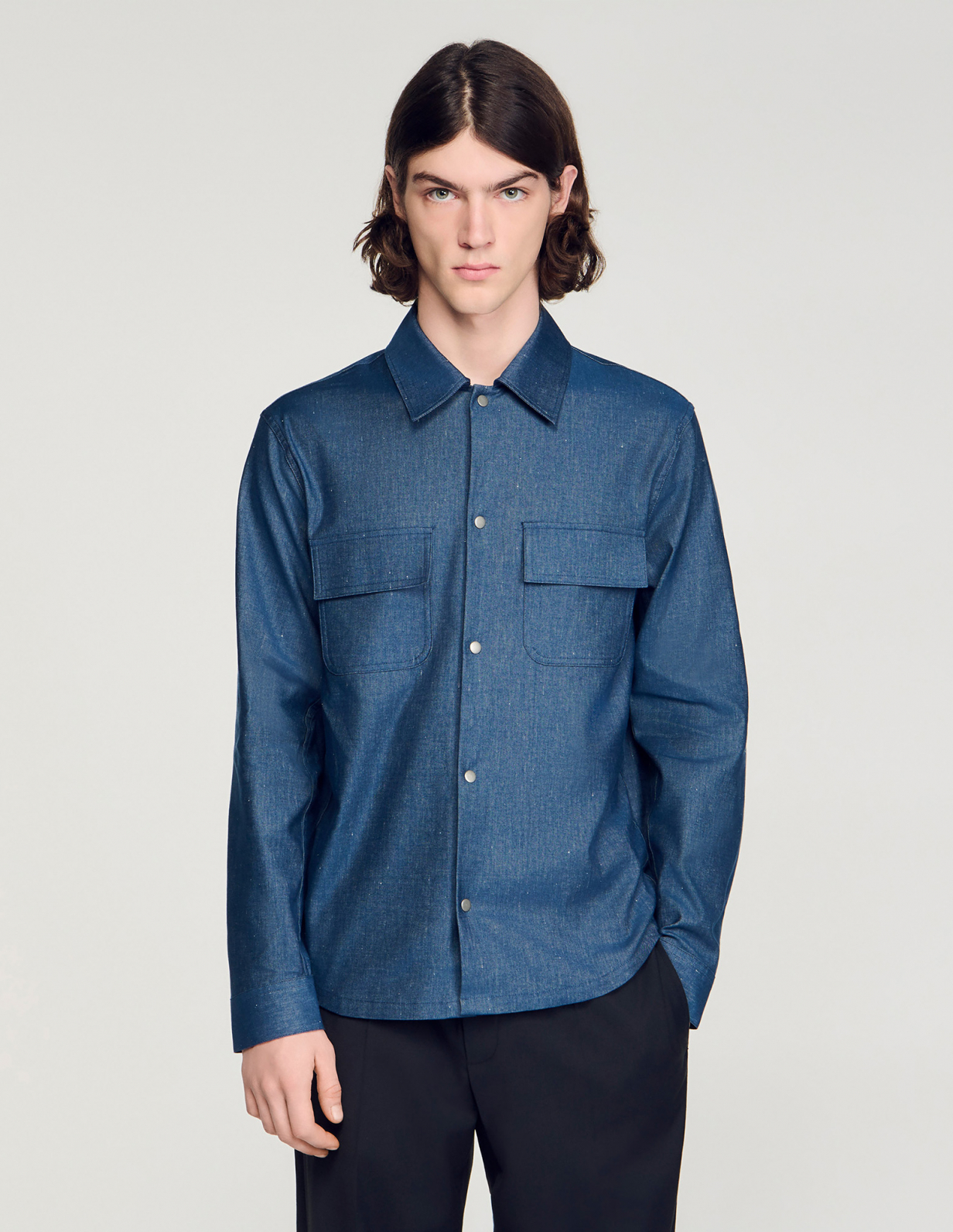 Мужская рубашка с эффектом денима_4