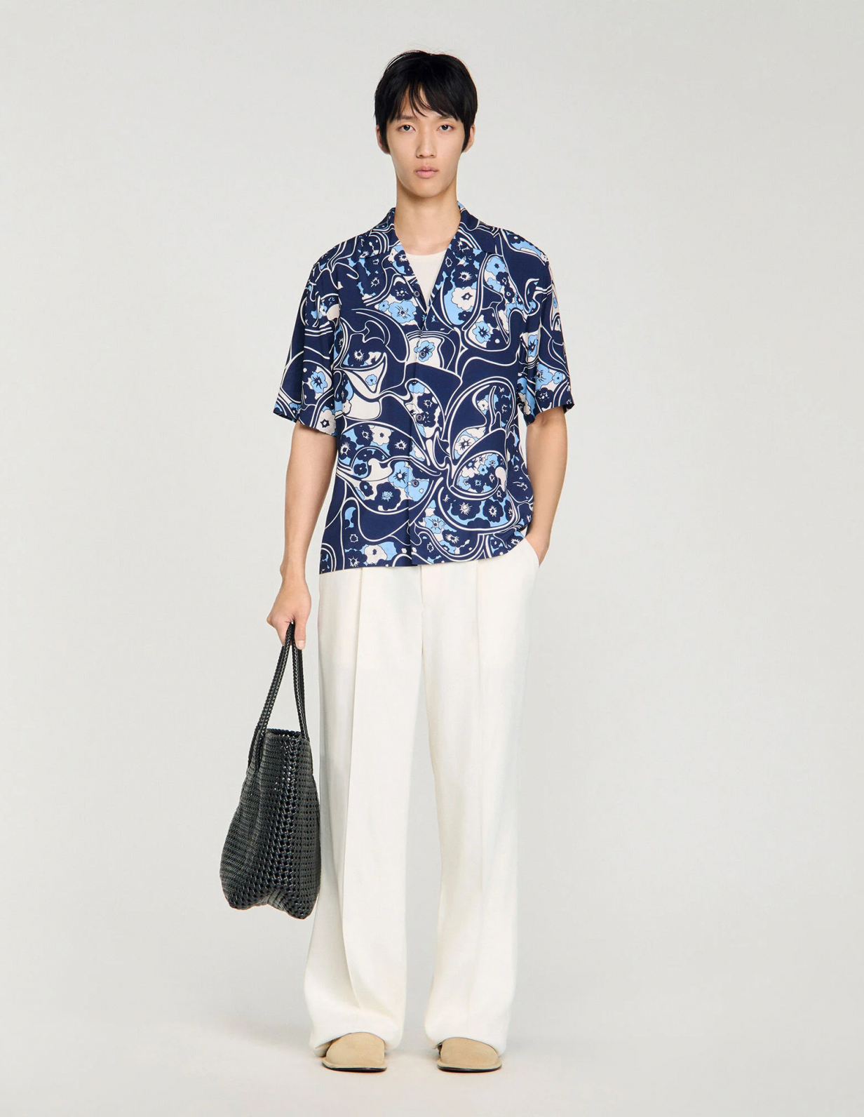 Мужская рубашка с цветочным принтом_1