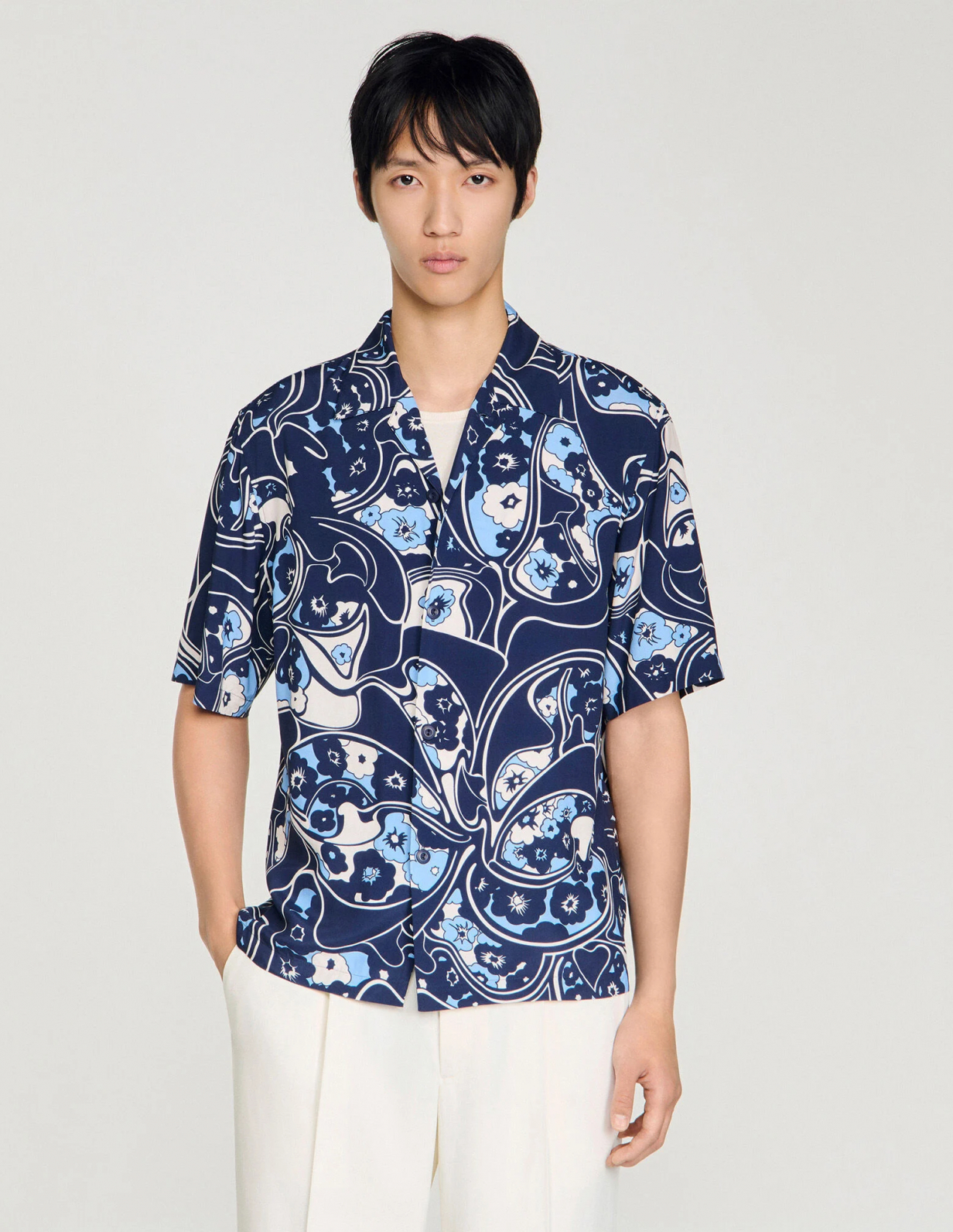 Мужская рубашка с цветочным принтом_4