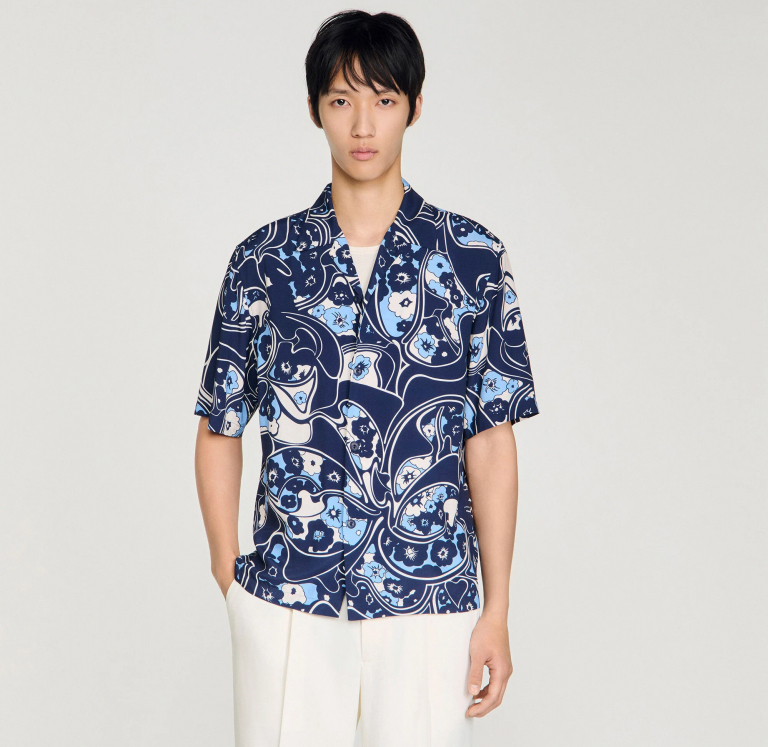 Мужская рубашка с цветочным принтом