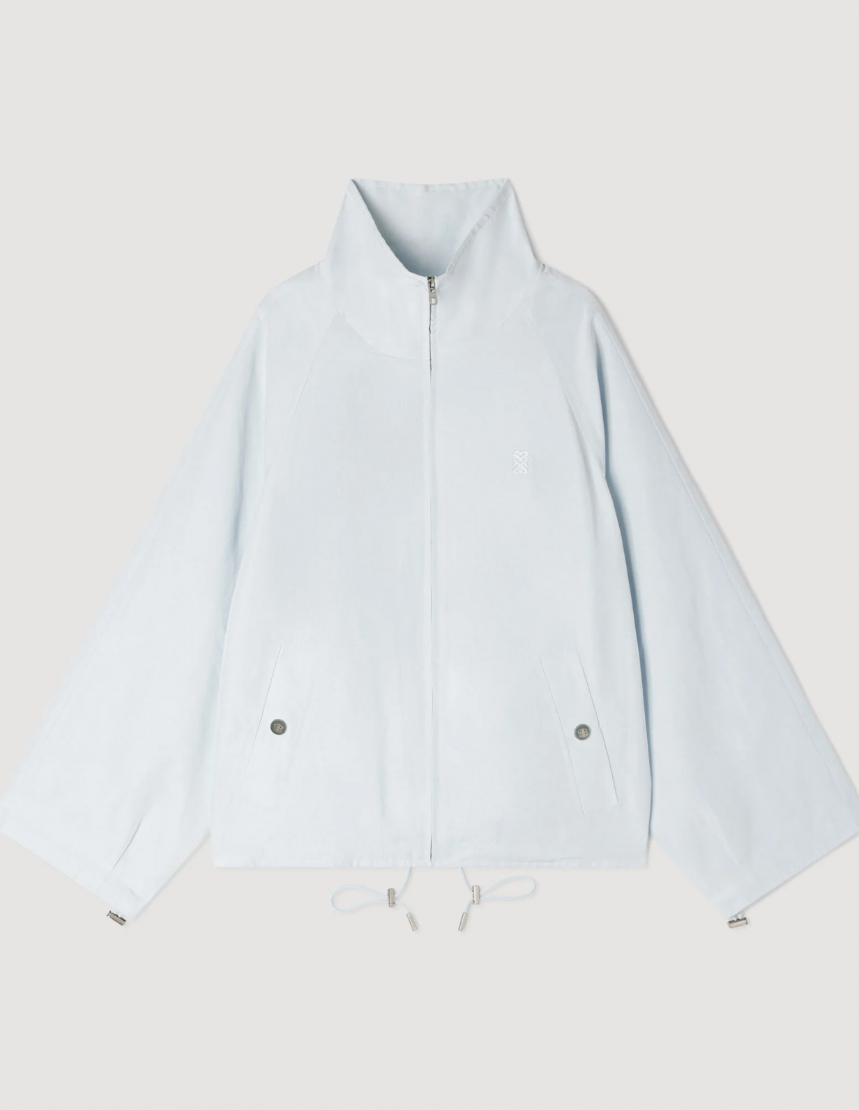 Женская куртка свободного кроя с воротником стойкой_6