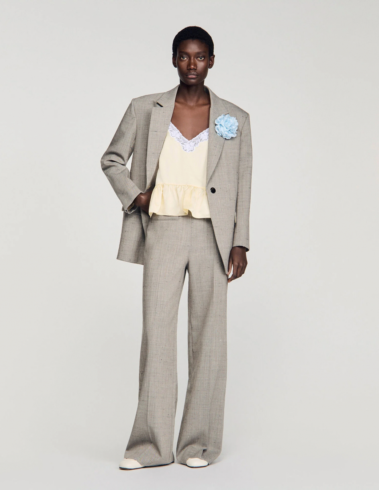 Жіночі картаті вовняні брюки_1