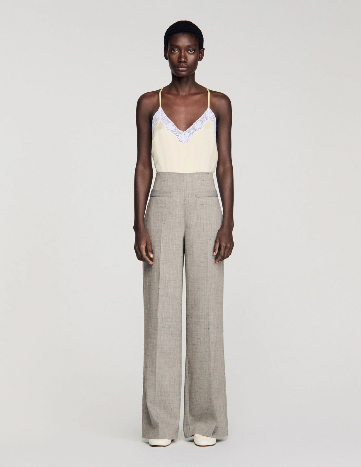 Жіночі картаті вовняні брюки_2