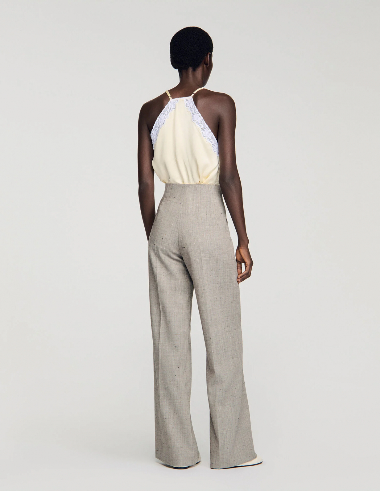 Жіночі картаті вовняні брюки_5