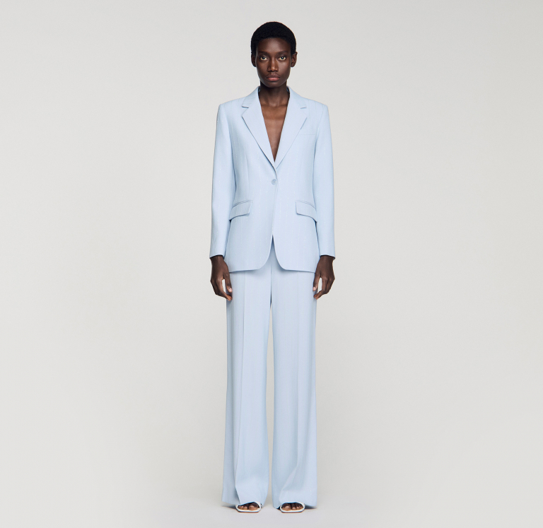 Женский жакет в полоску с пайетками