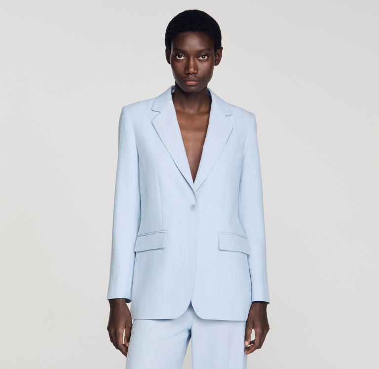 Женский жакет в полоску с пайетками