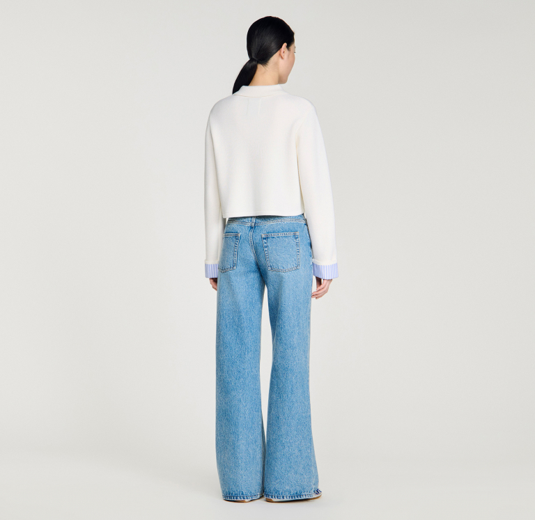 Женский шерстяной кардиган с воротником-поло