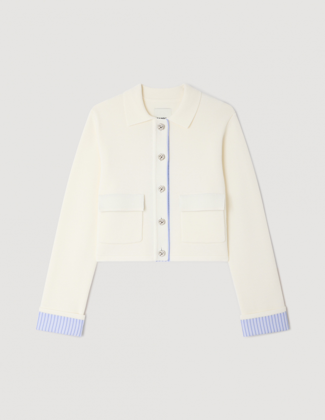 Женский шерстяной кардиган с воротником-поло_6