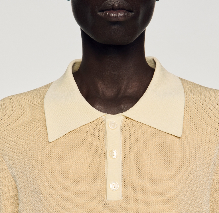 Мужское бежевое поло с контрастным воротником