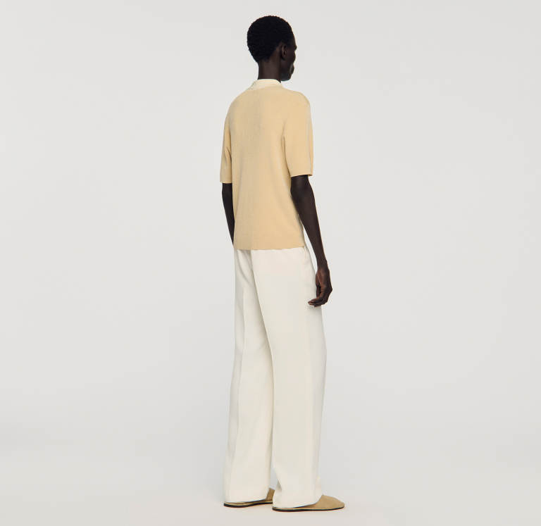 Мужское бежевое поло с контрастным воротником