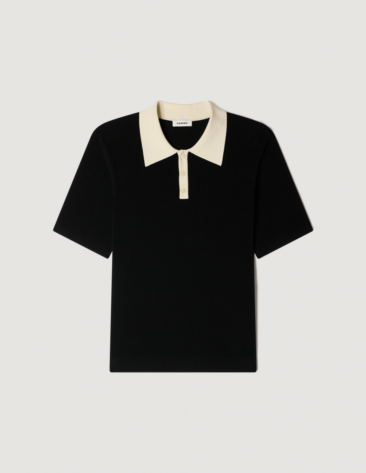 Мужское черное поло с контрастным воротником_6