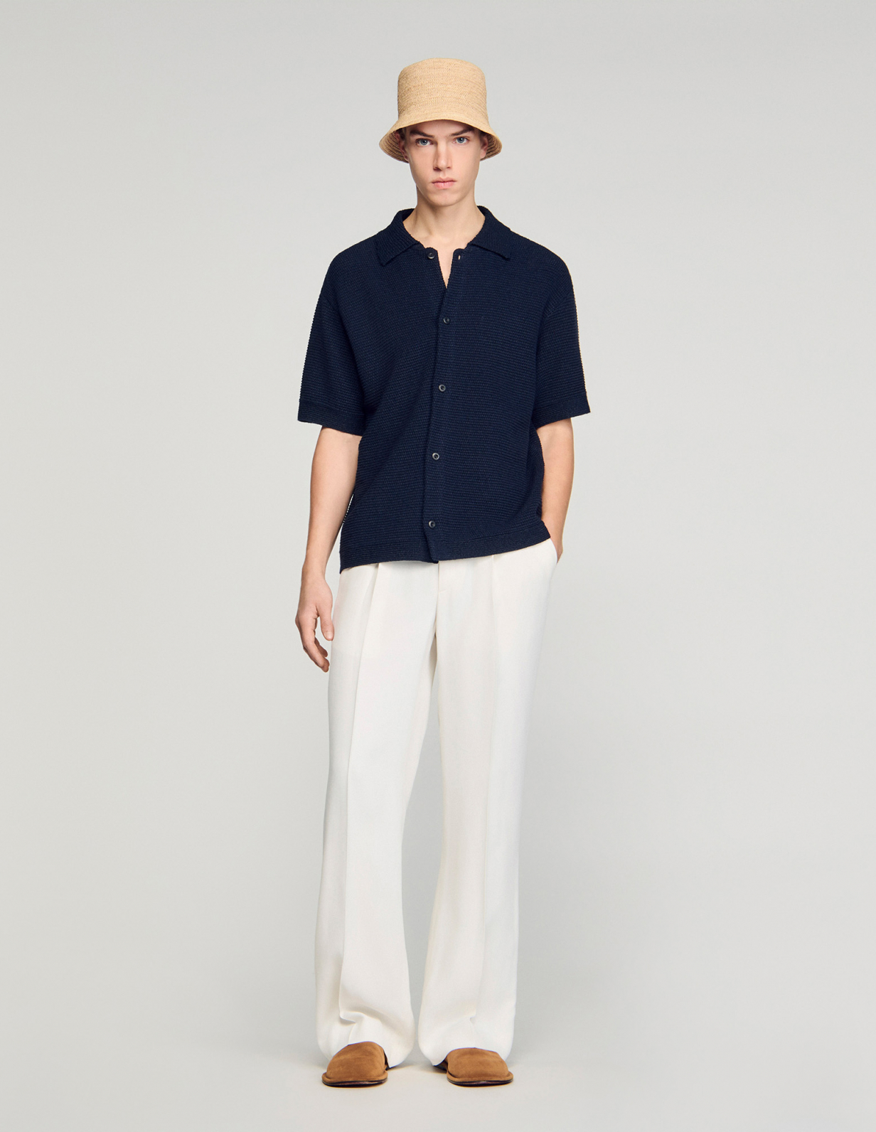 Чоловіча синя джутова сорочка_1