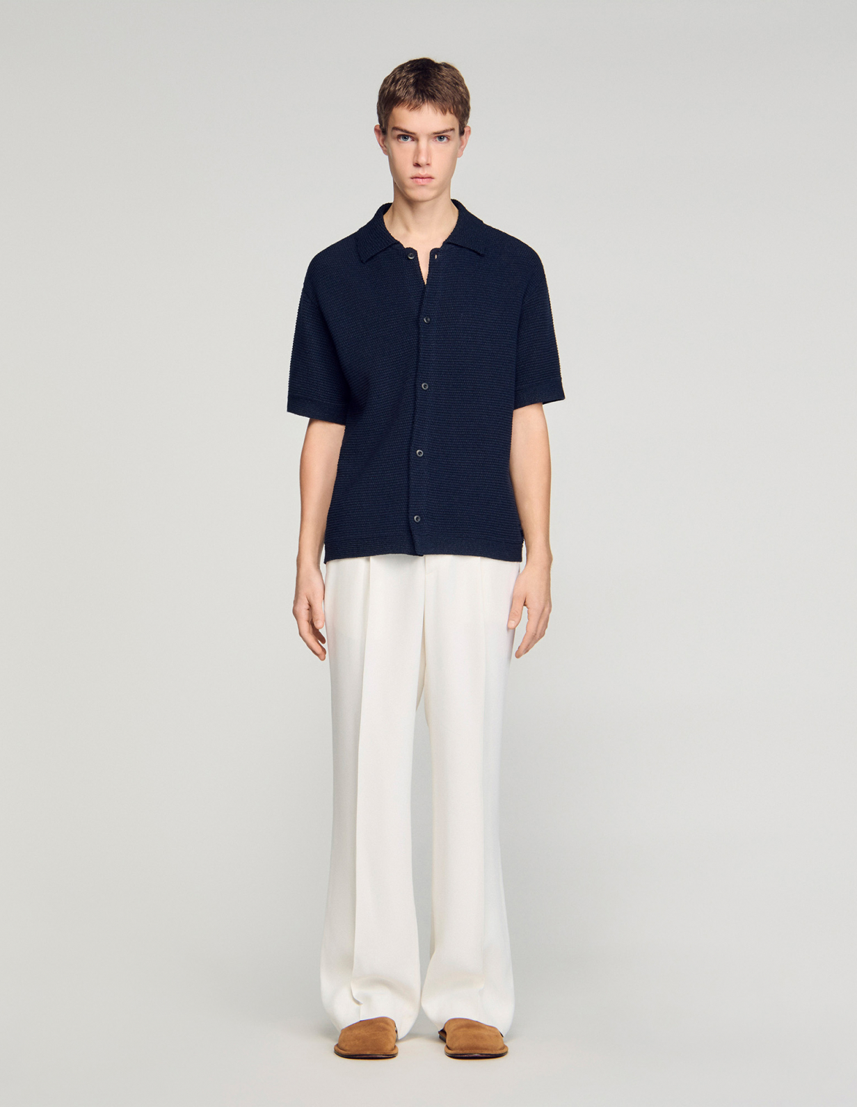 Чоловіча синя джутова сорочка_2