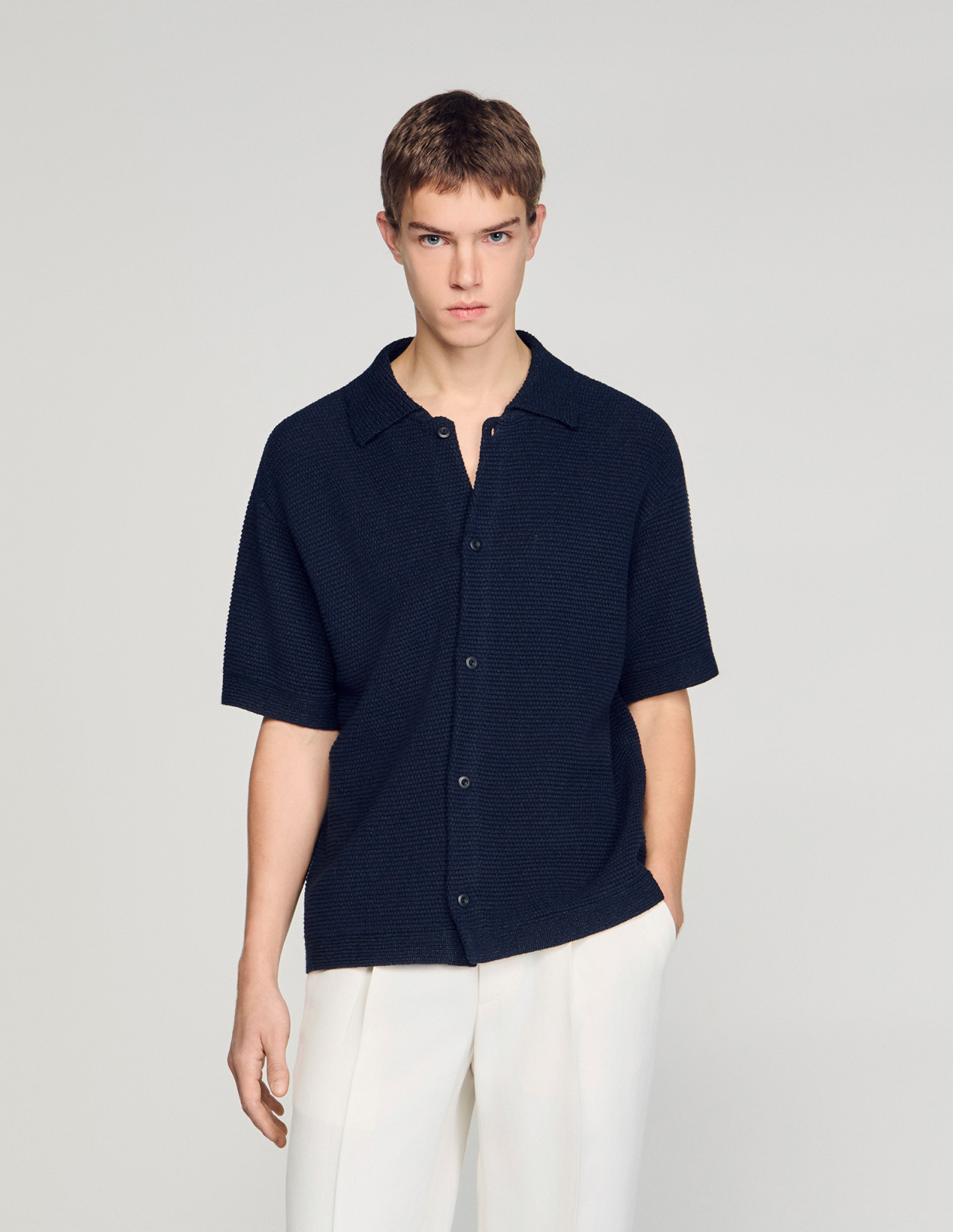 Чоловіча синя джутова сорочка_4