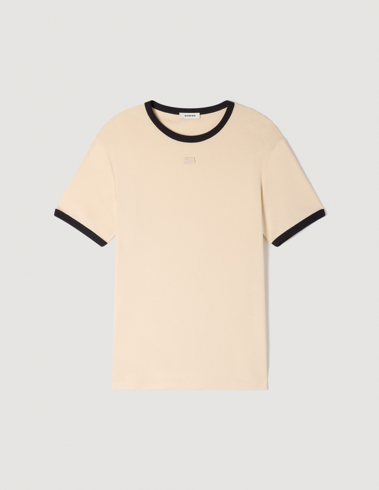 Чоловіча бежева футболка з контрастною окантовкою_6
