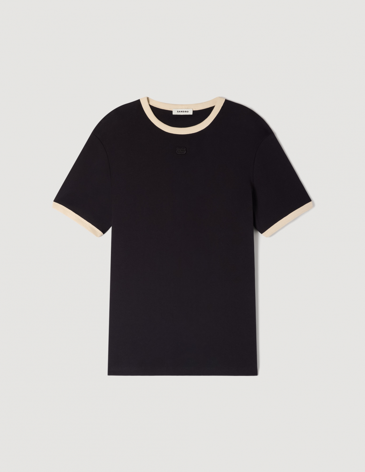 Чоловіча чорна футболка з контрастною окантовкою_6