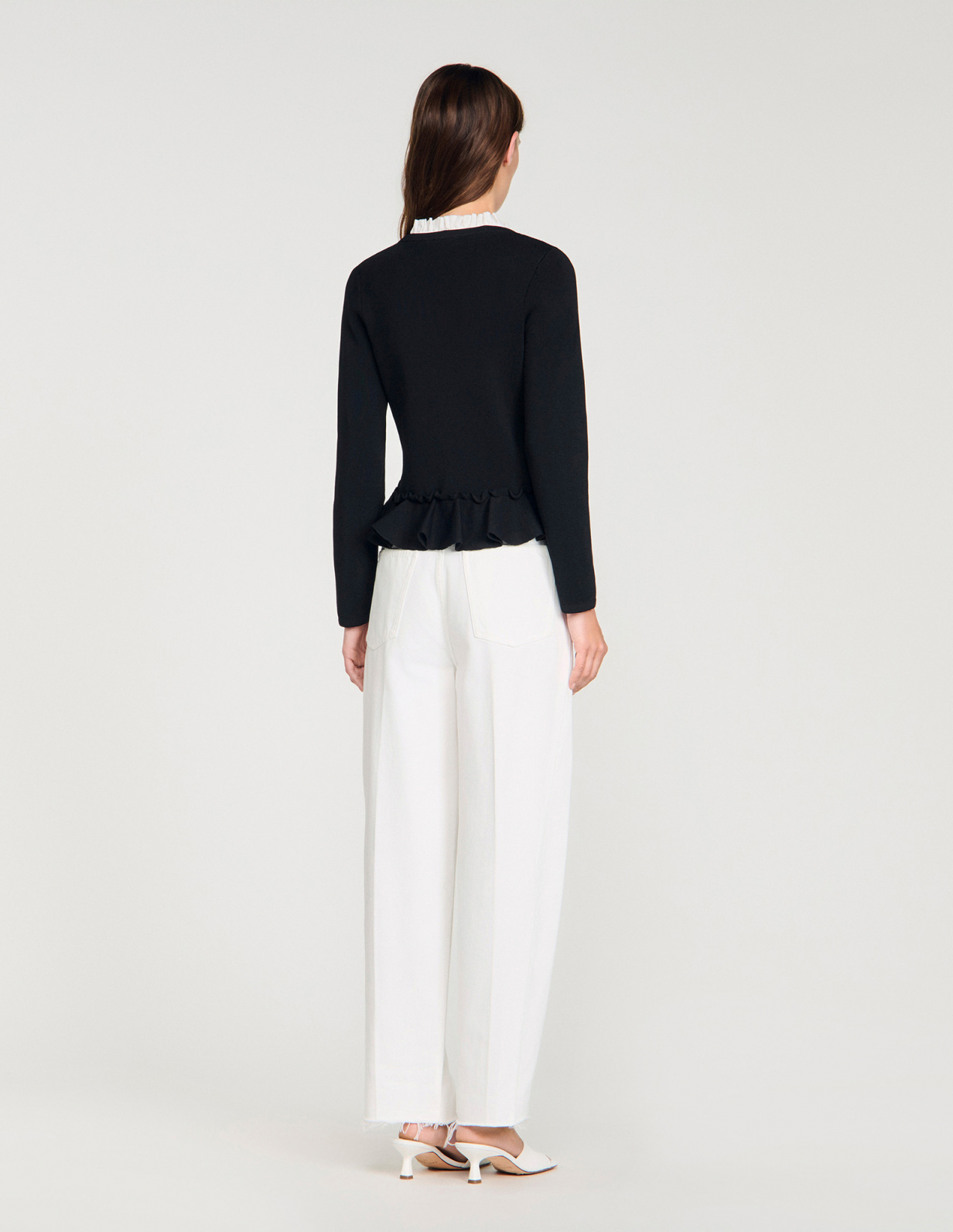 Жіночий кардиган з баскою та з'ємним коміром_5