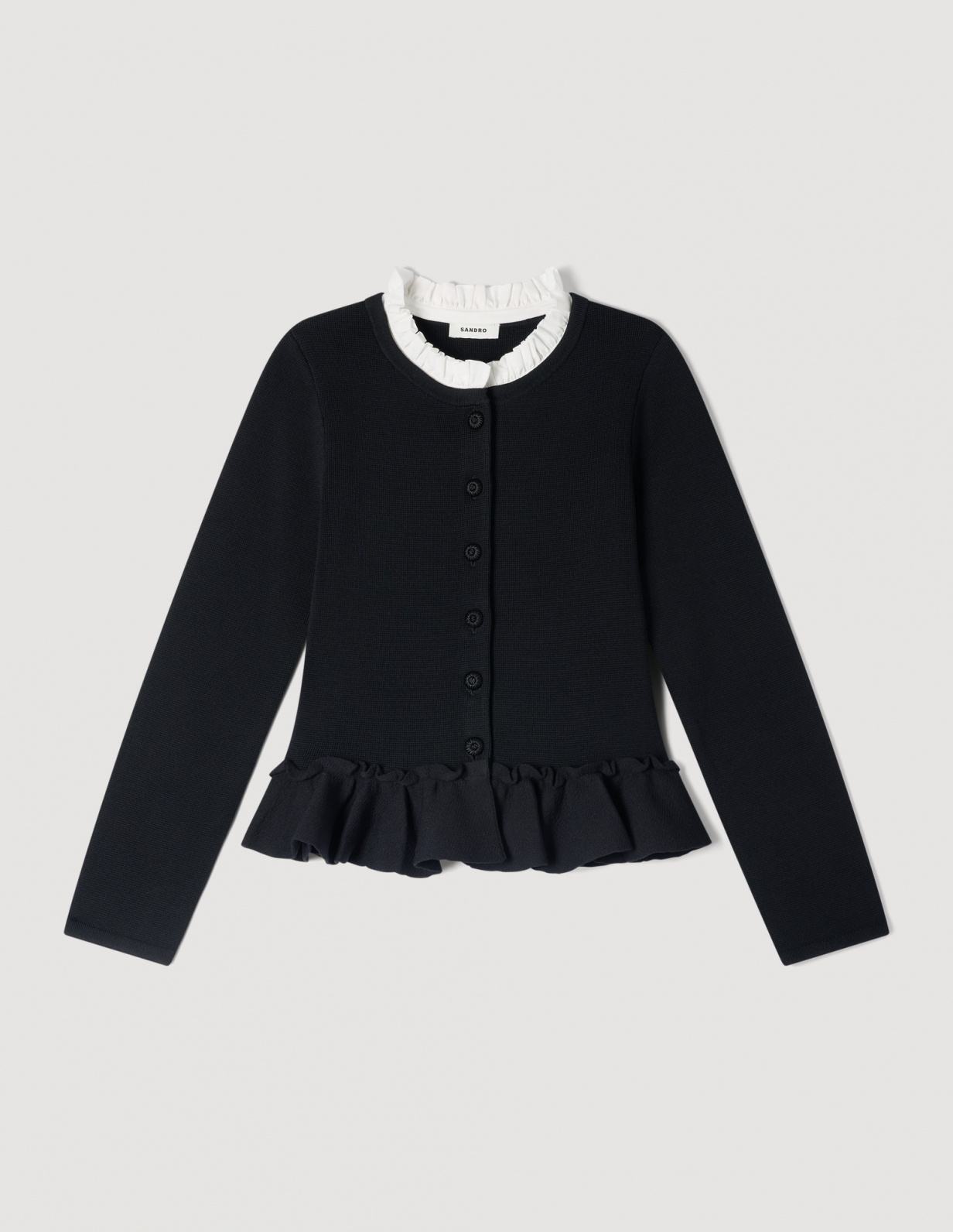 Жіночий кардиган з баскою та з'ємним коміром_6