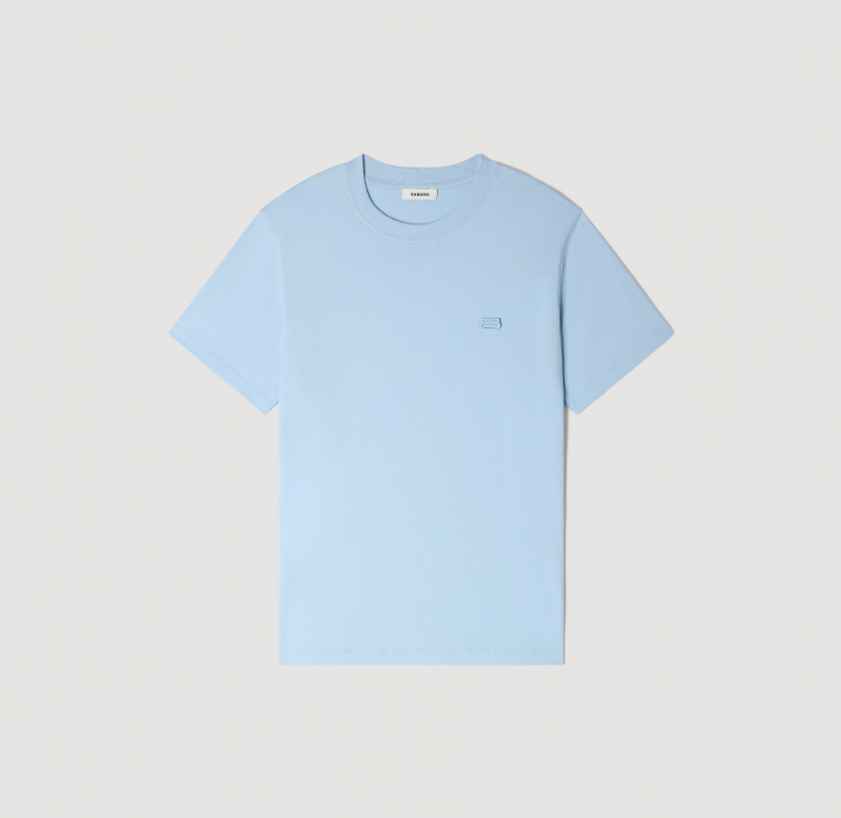 Чоловіча блакитна футболка з нашивкою-логотипом