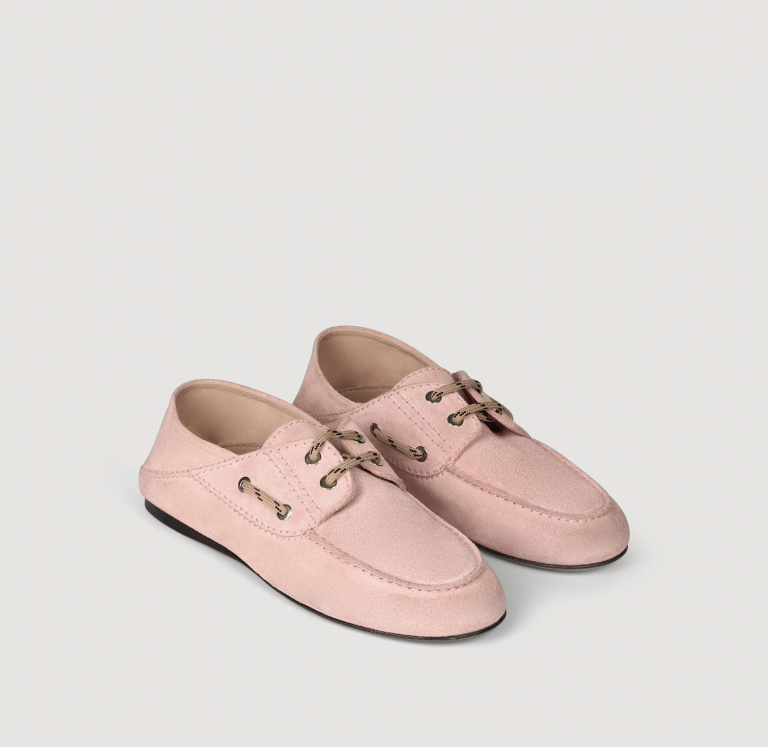 Жіночі рожеві замшеві мокасини