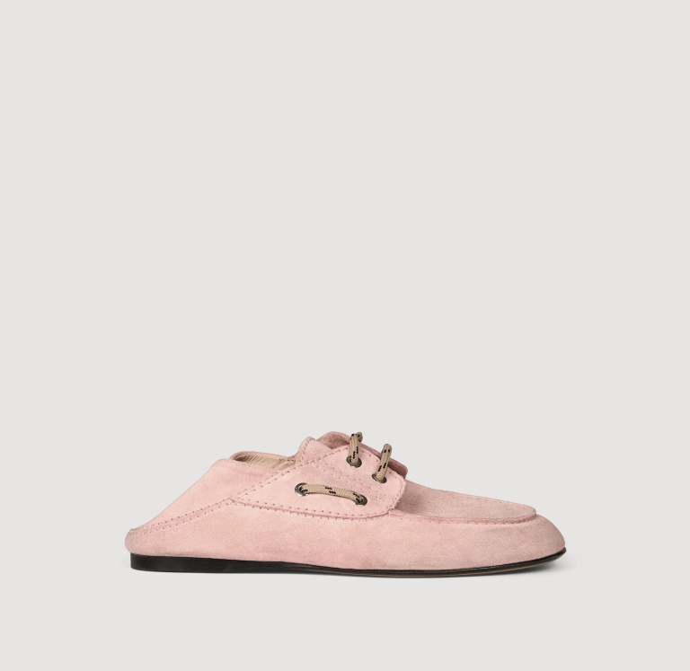 Жіночі рожеві замшеві мокасини