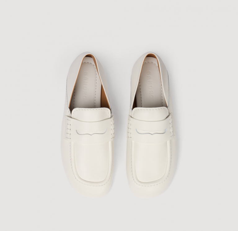 Женские белые кожаные мокасины