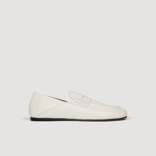 Женские белые кожаные мокасины