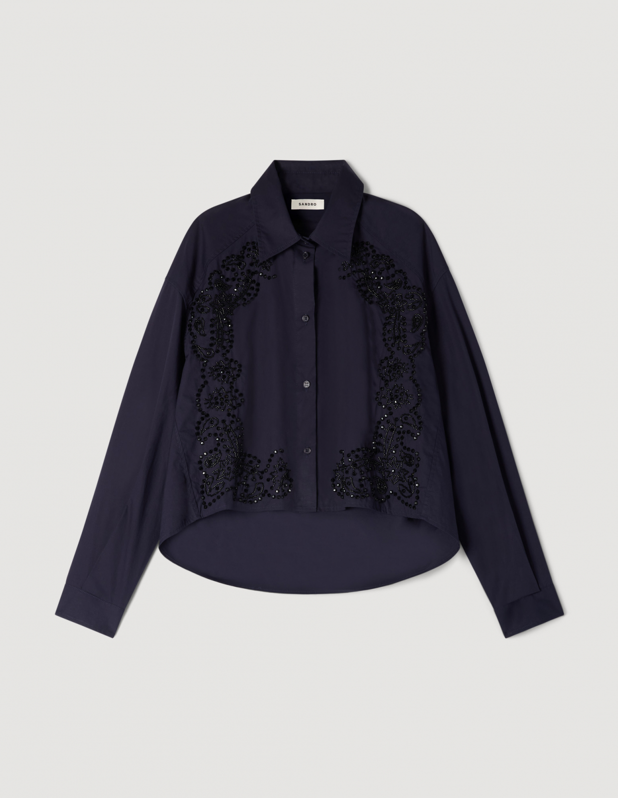 Жіноча синя сорочка з квітковою вишивкою_6