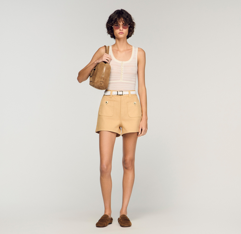 Женские бежевые джинсовые шорты