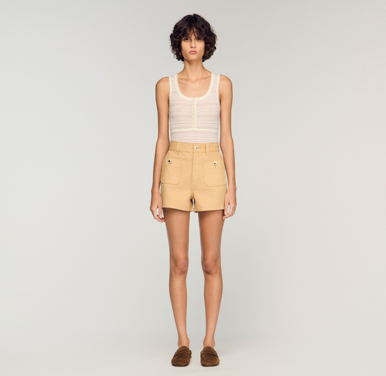 Женские бежевые джинсовые шорты