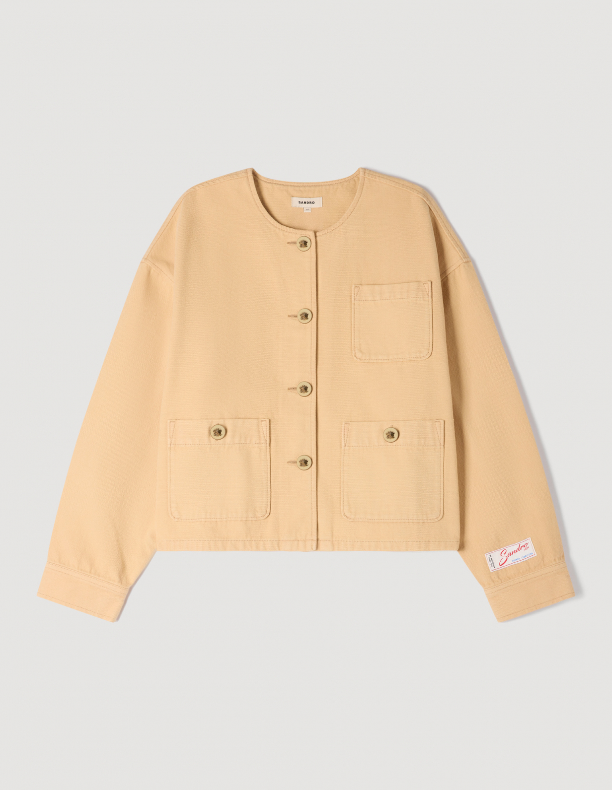 Женская бежевая джинсовая куртка_6