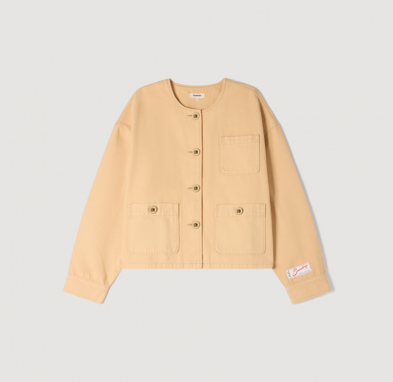 Женская бежевая джинсовая куртка