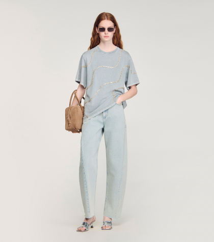 Жіноча сіра футболка зі стразами