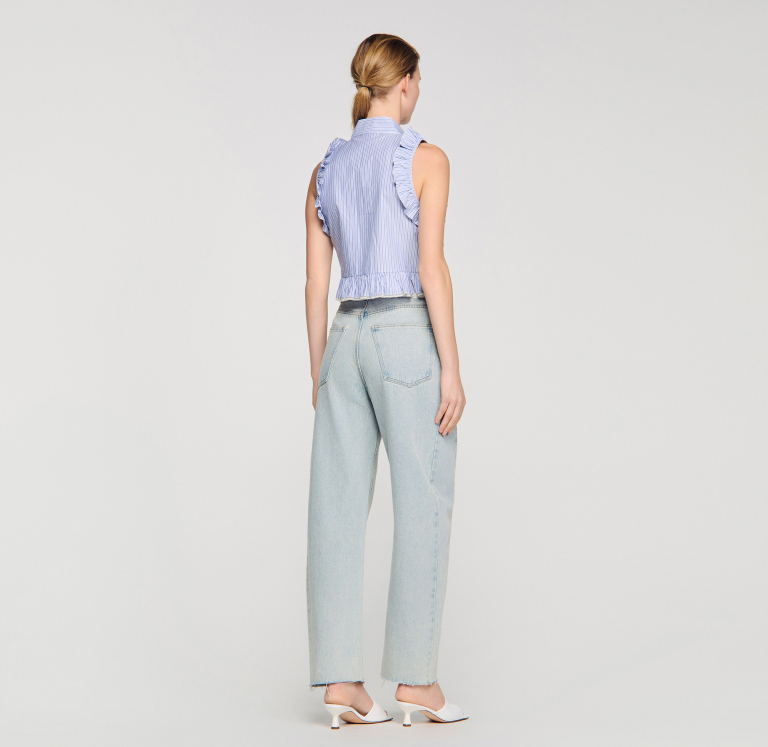 Женская полосатая рубашка с оборками