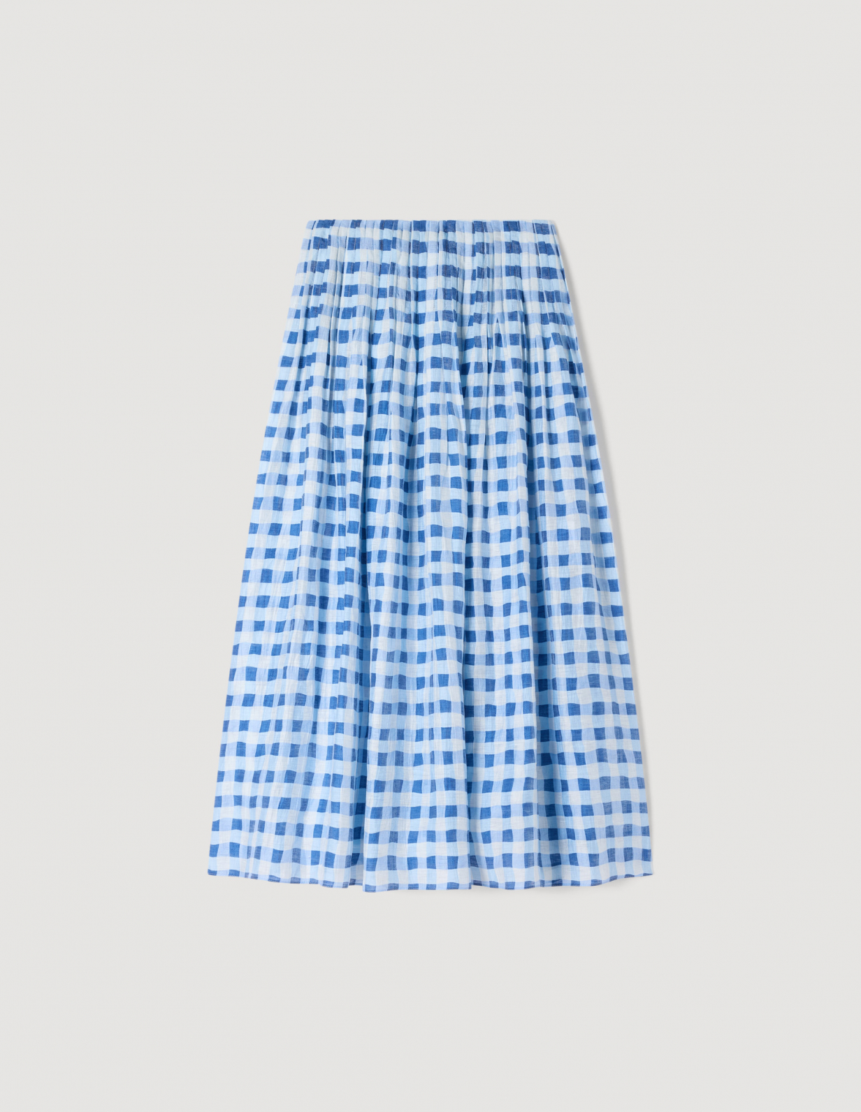 Жіноча довга льняна спідниця в клітинку_2