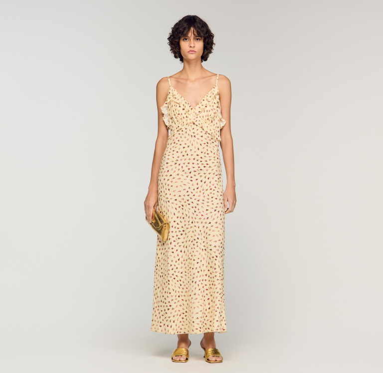 Женское макси-платье с цветочным принтом