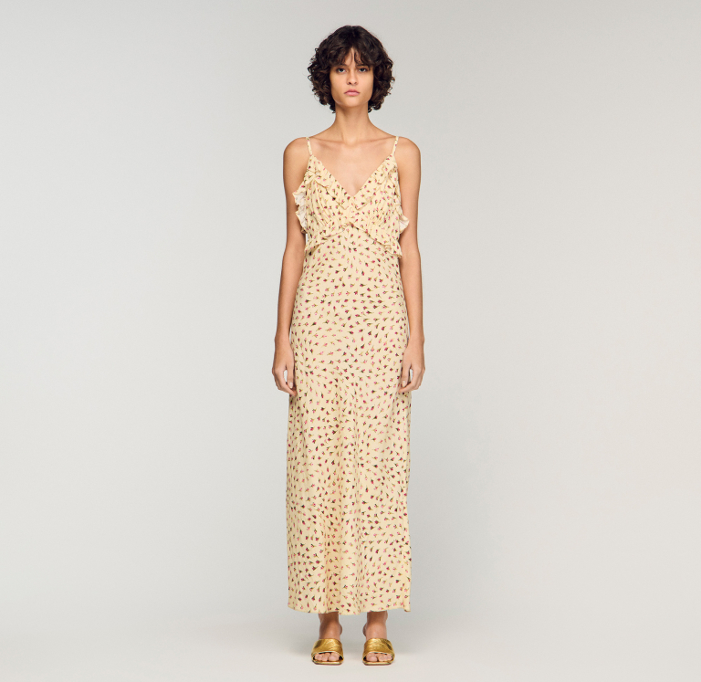 Женское макси-платье с цветочным принтом