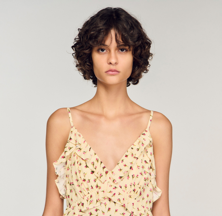 Женское макси-платье с цветочным принтом