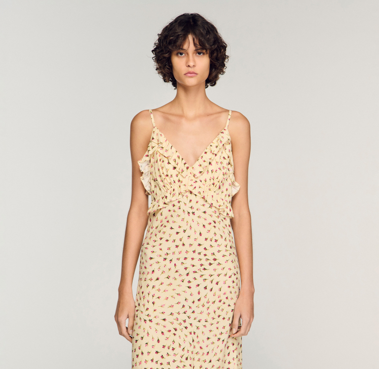 Женское макси-платье с цветочным принтом