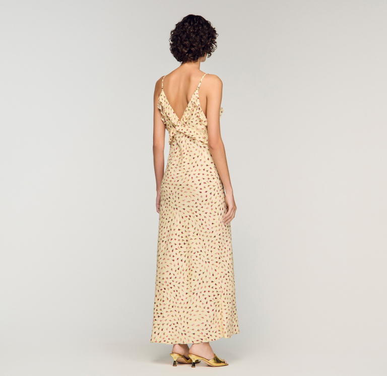 Женское макси-платье с цветочным принтом