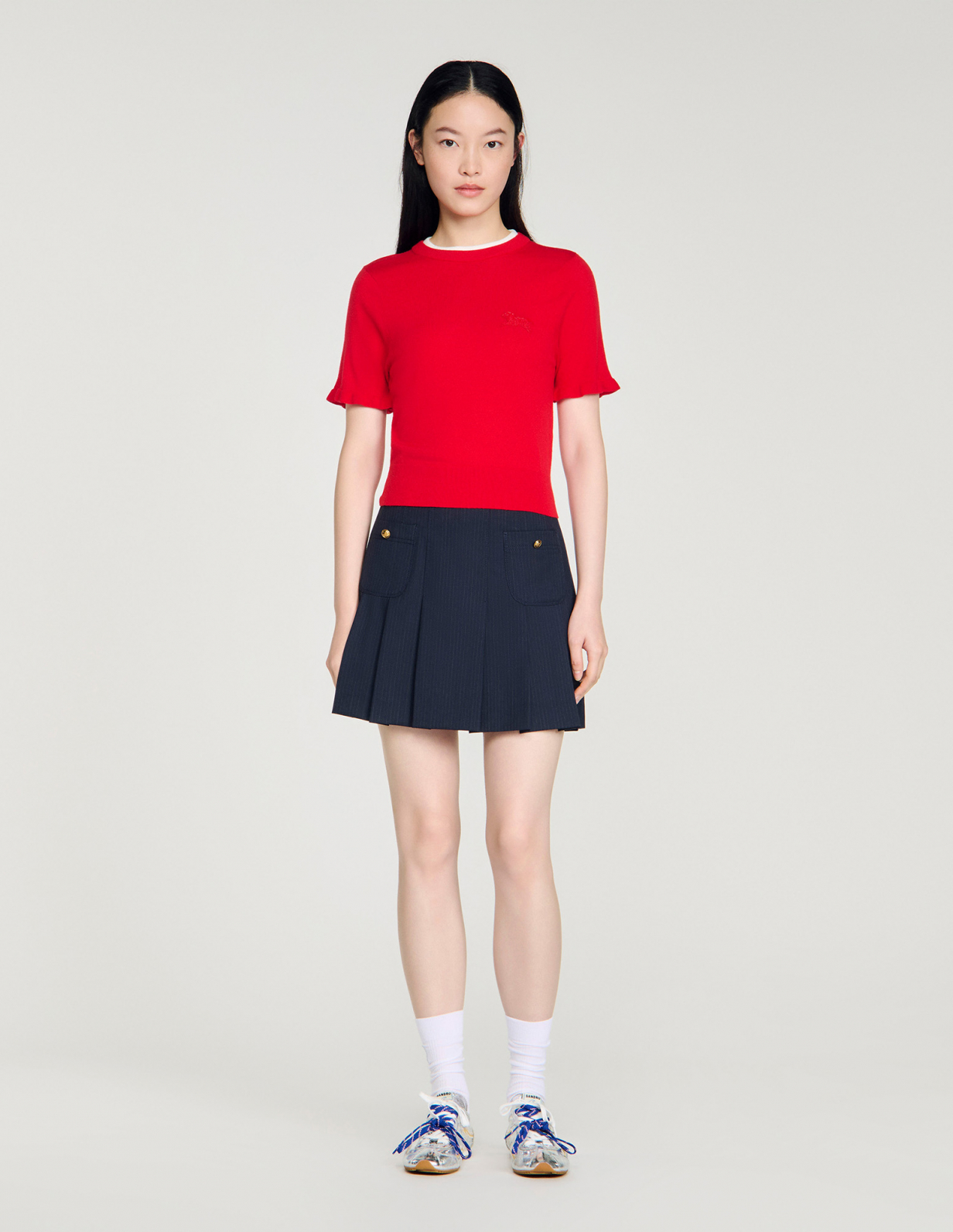 Женский джемпер с контрастным воротником_2