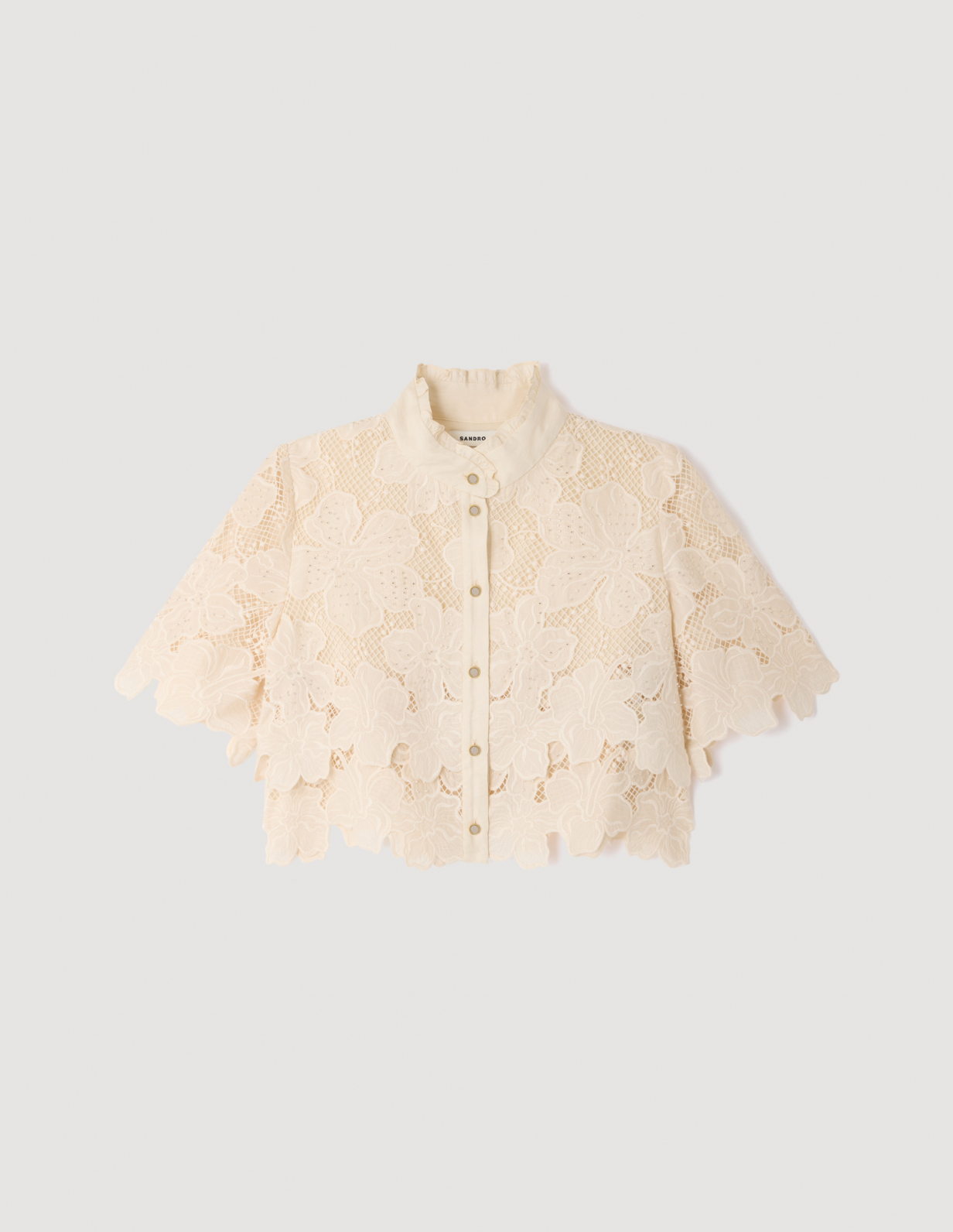 Жіноча сорочка з квітковим гіпюровим мереживом_6