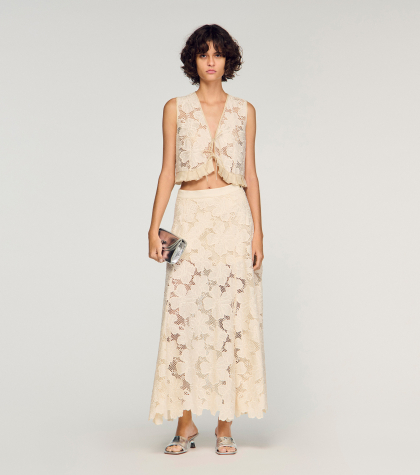 Жіноча молочна спідниця з гіпюру